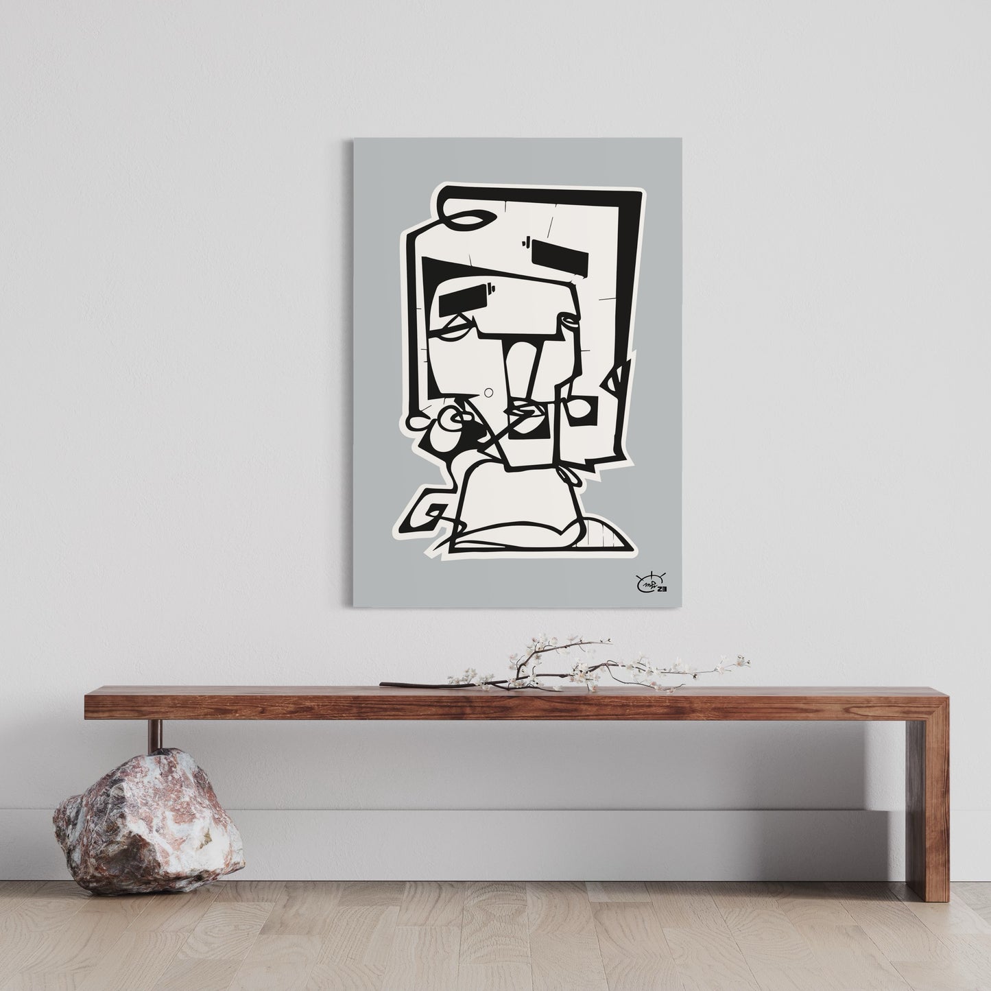 SQUAREHEAD | One line drawing art poster