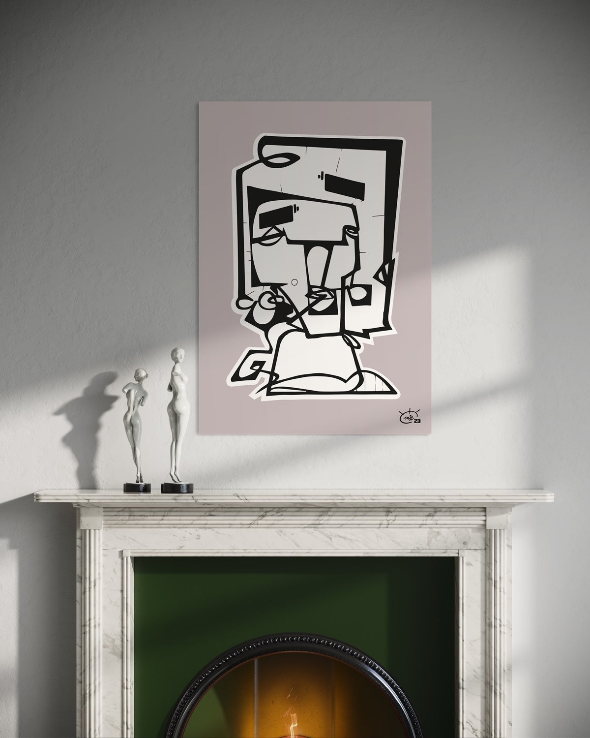 SQUAREHEAD | One line drawing art poster