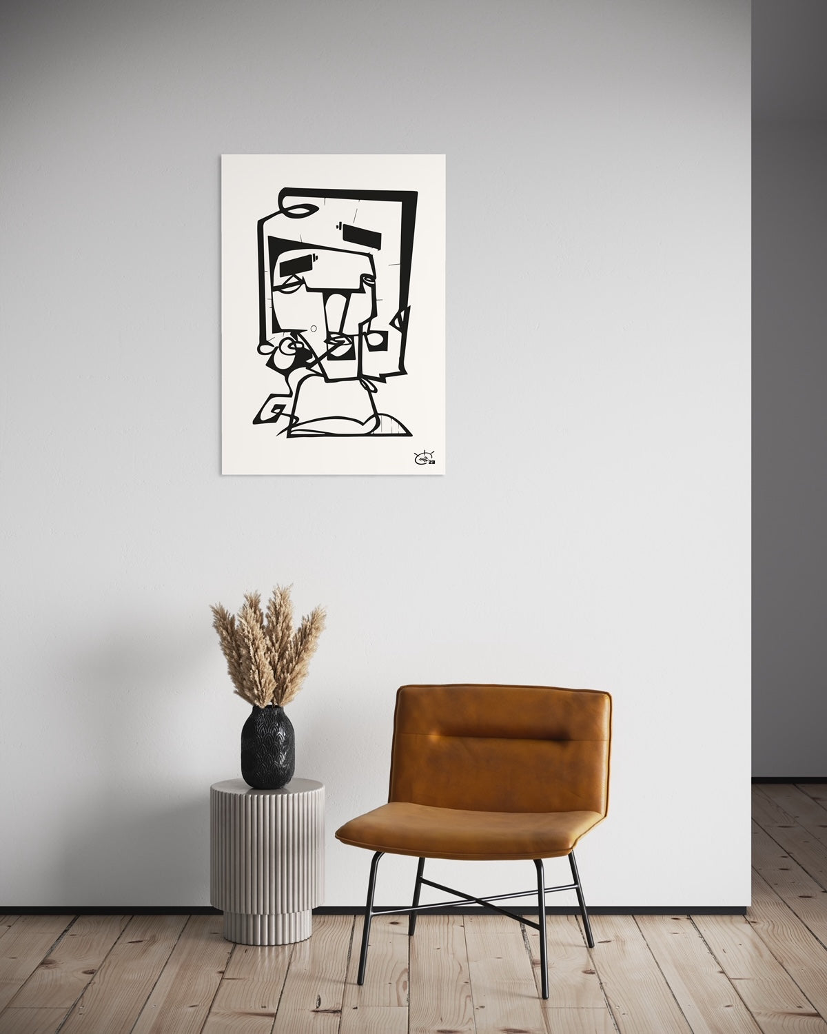 SQUAREHEAD | One line drawing art poster