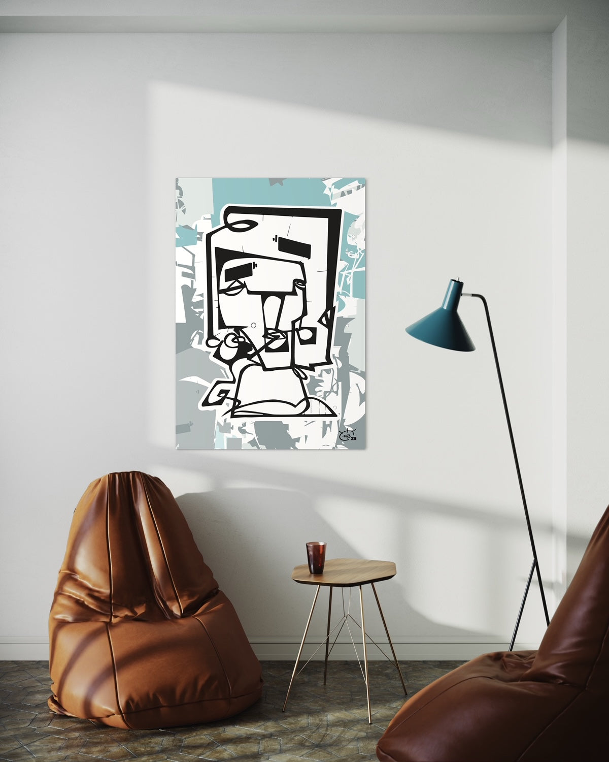 SQUAREHEAD | One line drawing art poster