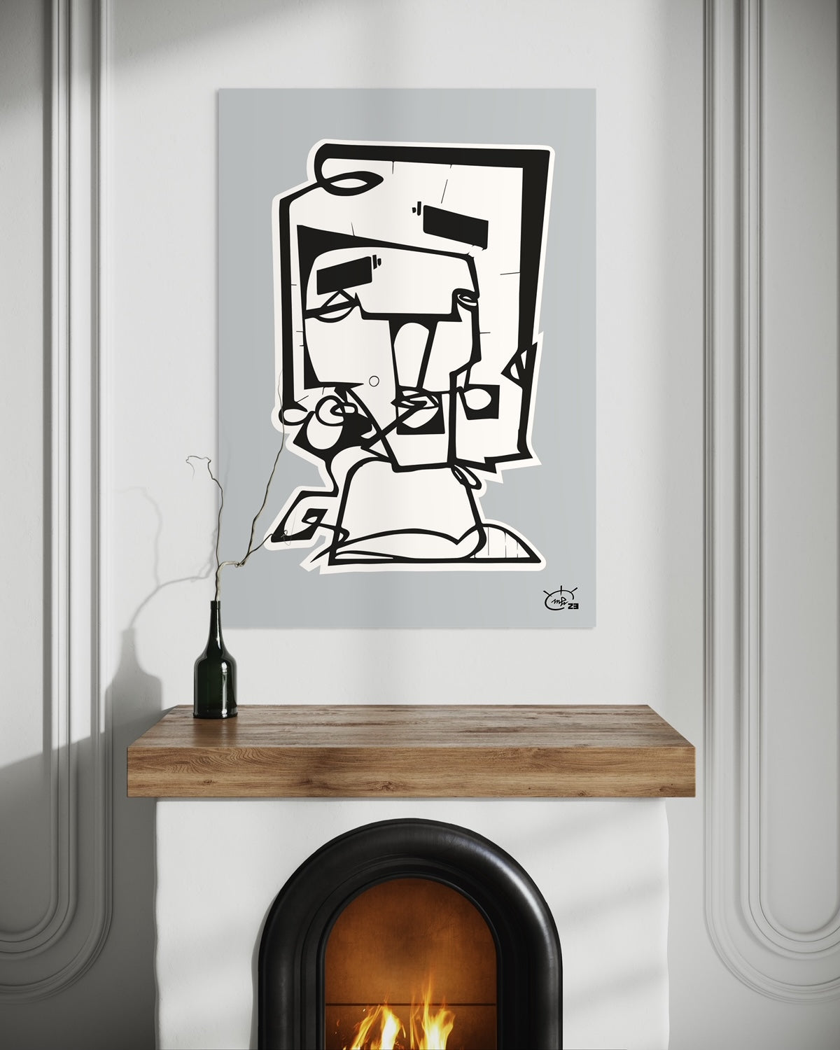 SQUAREHEAD | One line drawing art poster