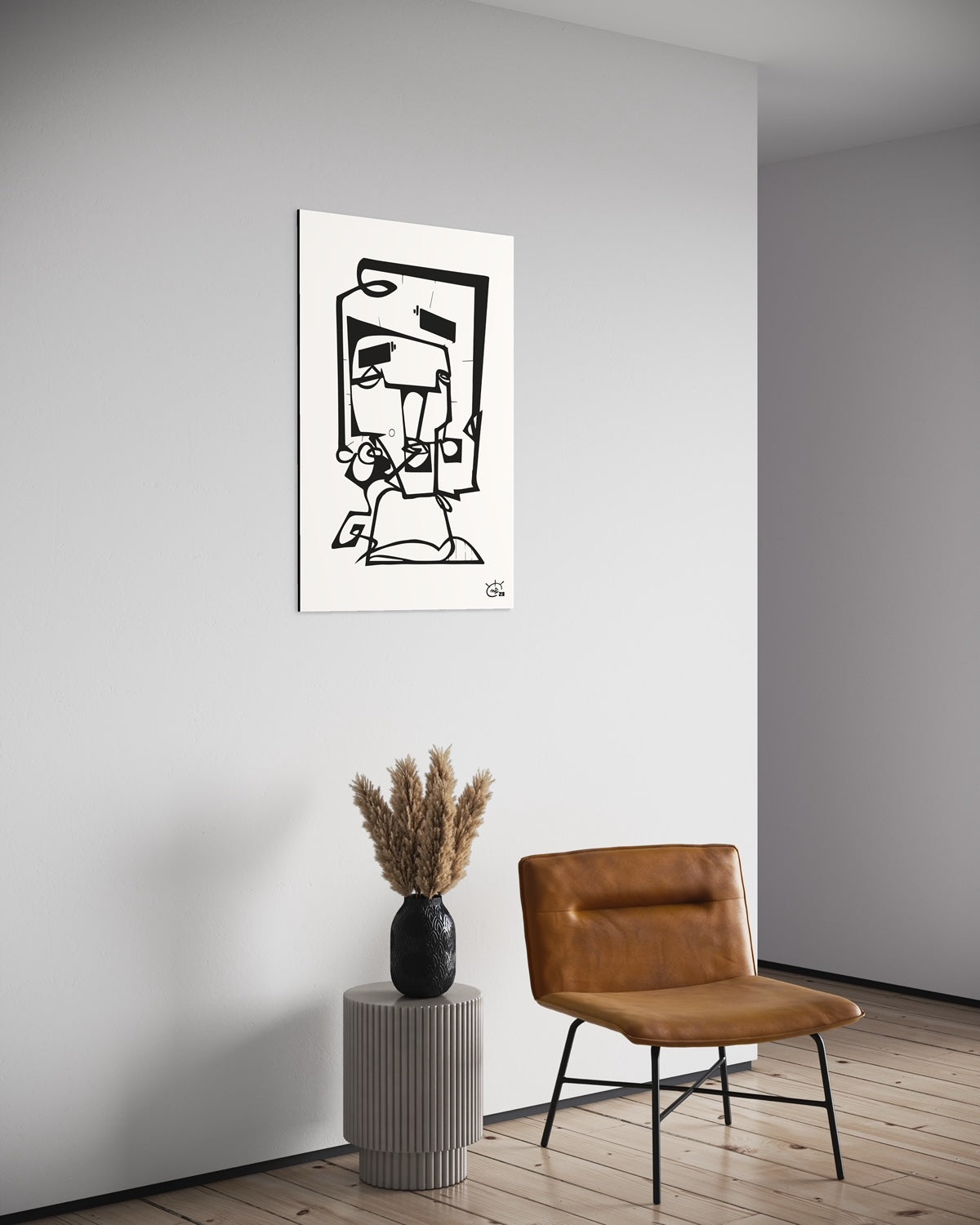 SQUAREHEAD | One line drawing art poster