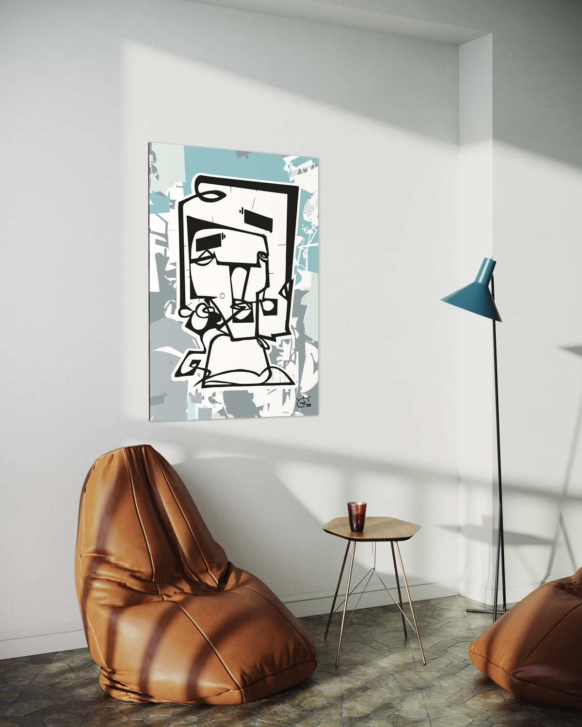 SQUAREHEAD | One line drawing art poster