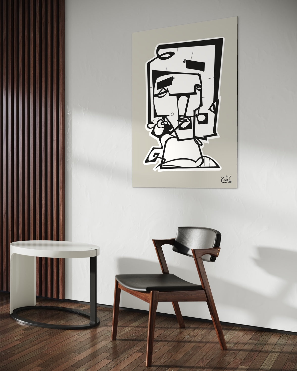 SQUAREHEAD | One line drawing art poster