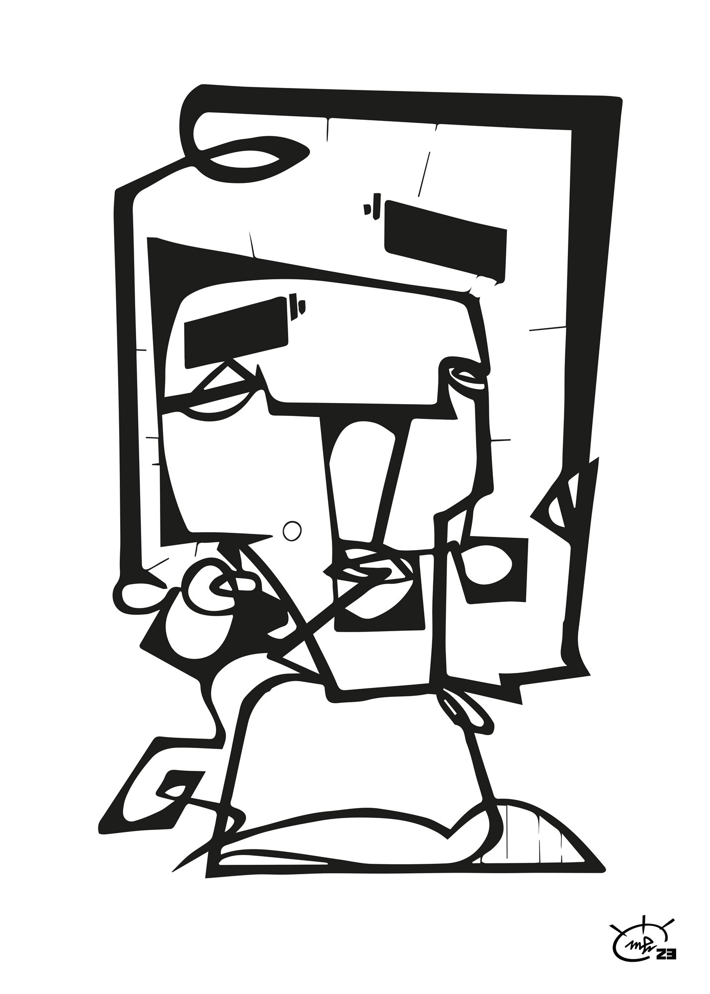 SQUAREHEAD | One line drawing art poster