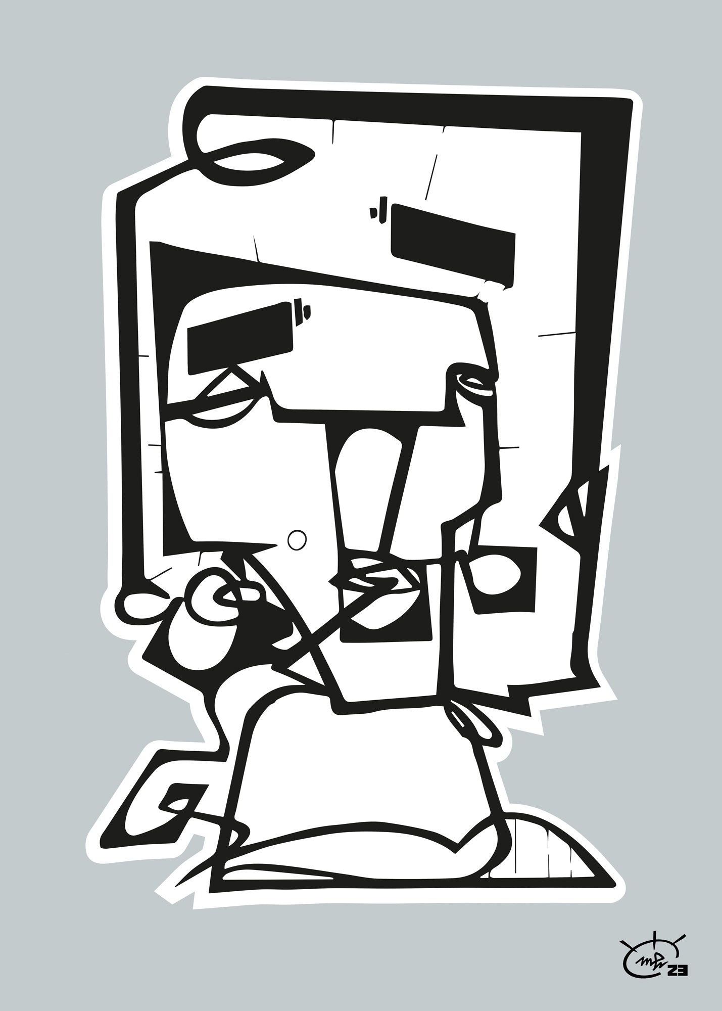 SQUAREHEAD | One line drawing art poster