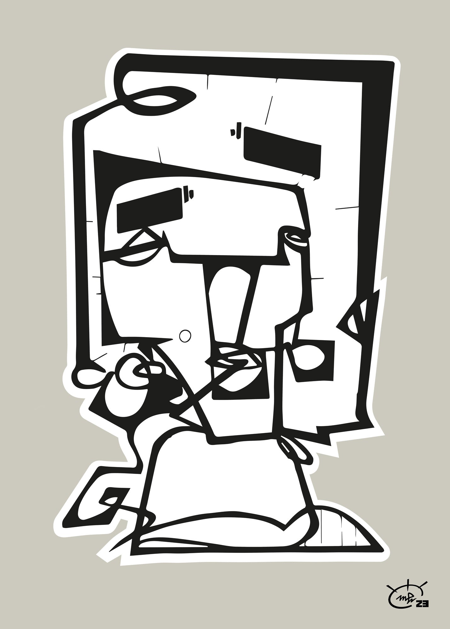 SQUAREHEAD | One line drawing art poster