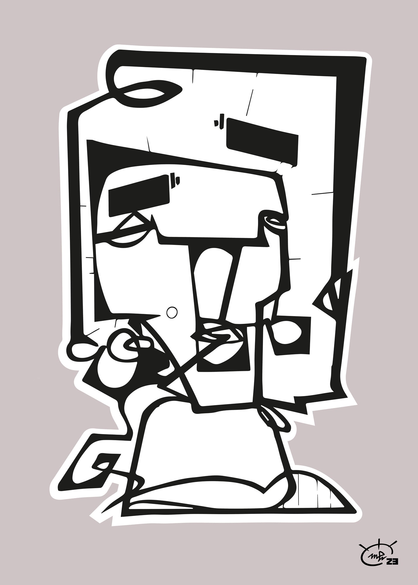 SQUAREHEAD | One line drawing art poster