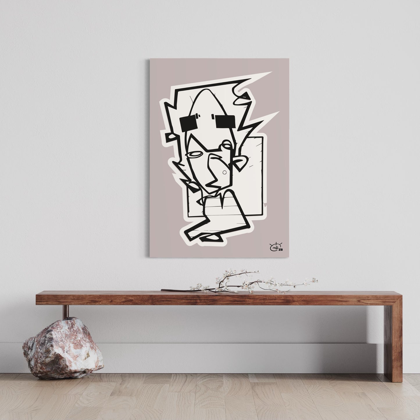 THE HITCHHIKER | One line drawing modern stylized art poster