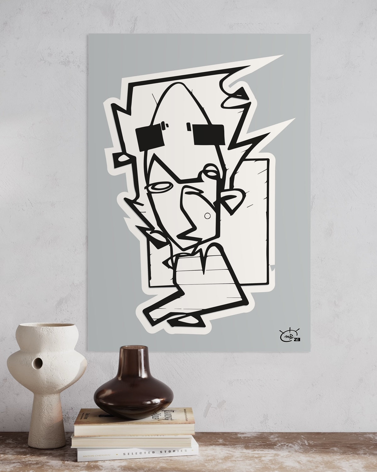 THE HITCHHIKER | One line drawing modern stylized art poster