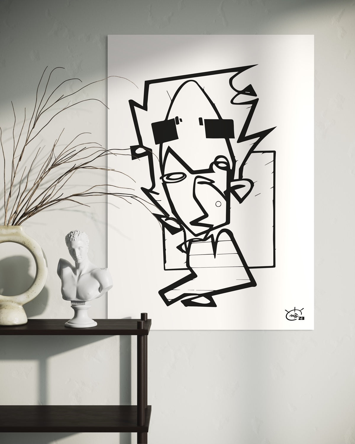 THE HITCHHIKER | One line drawing modern stylized art poster
