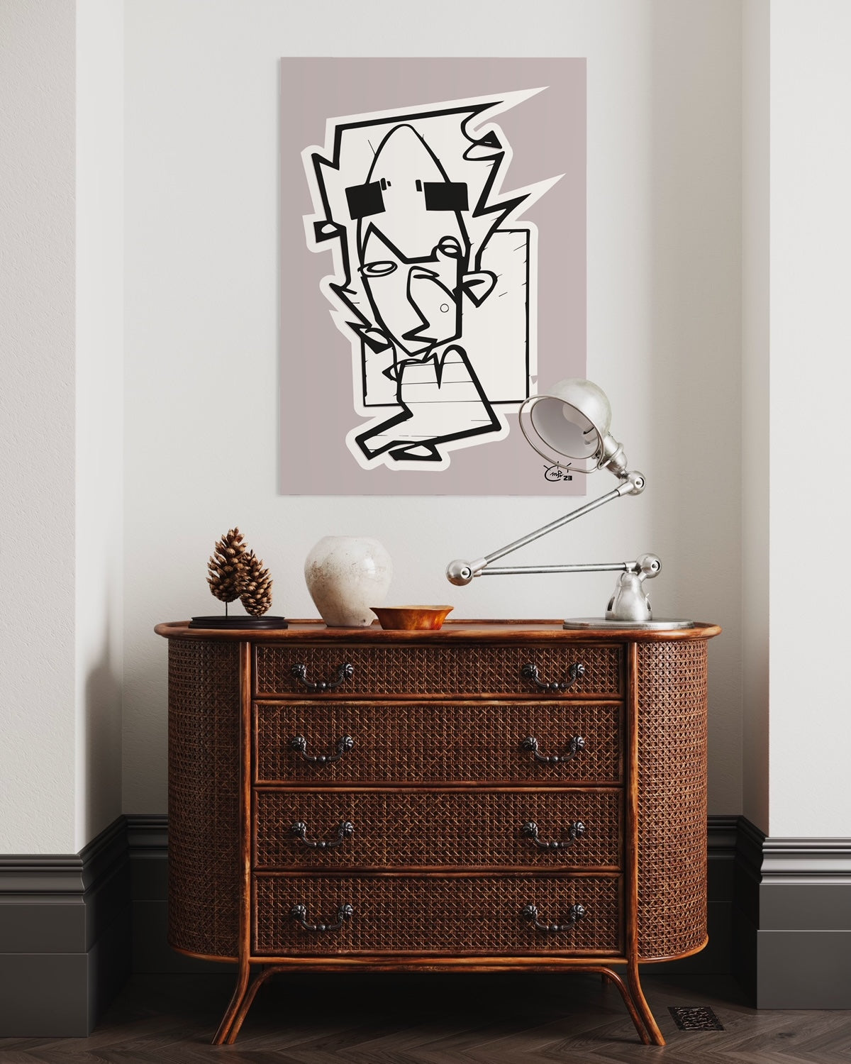 THE HITCHHIKER | One line drawing modern stylized art poster