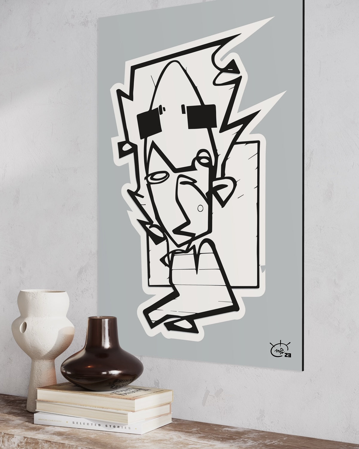 THE HITCHHIKER | One line drawing modern stylized art poster