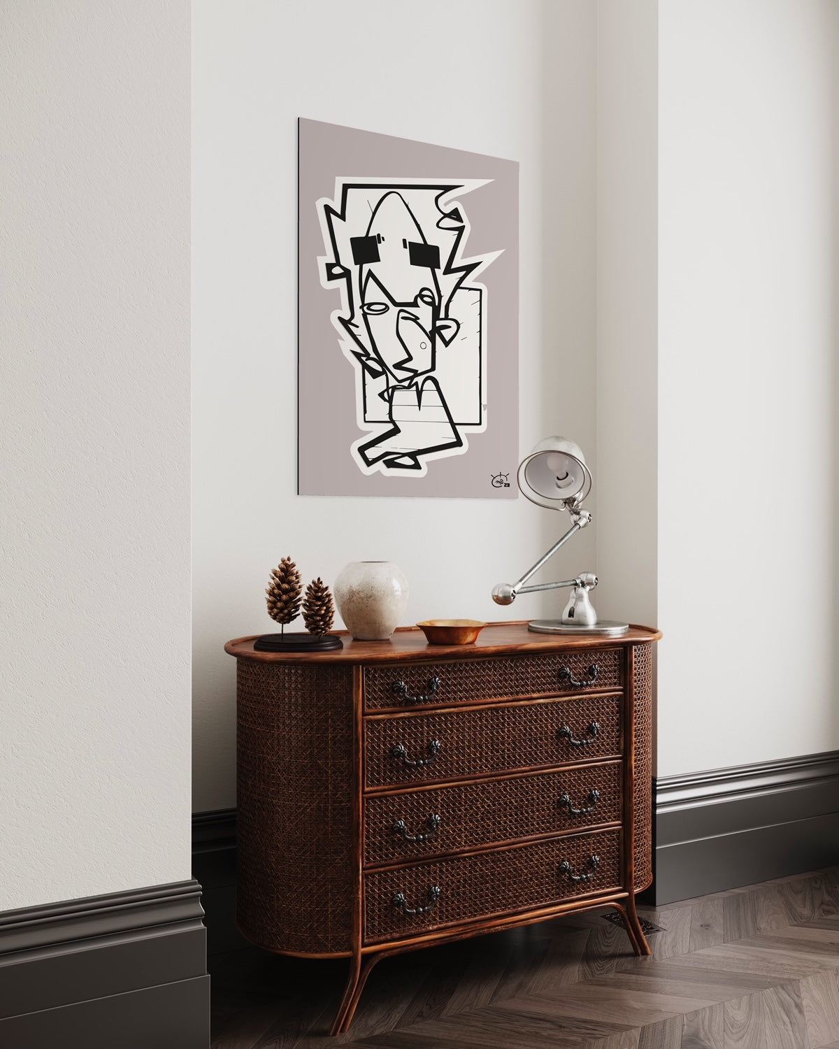 THE HITCHHIKER | One line drawing modern stylized art poster