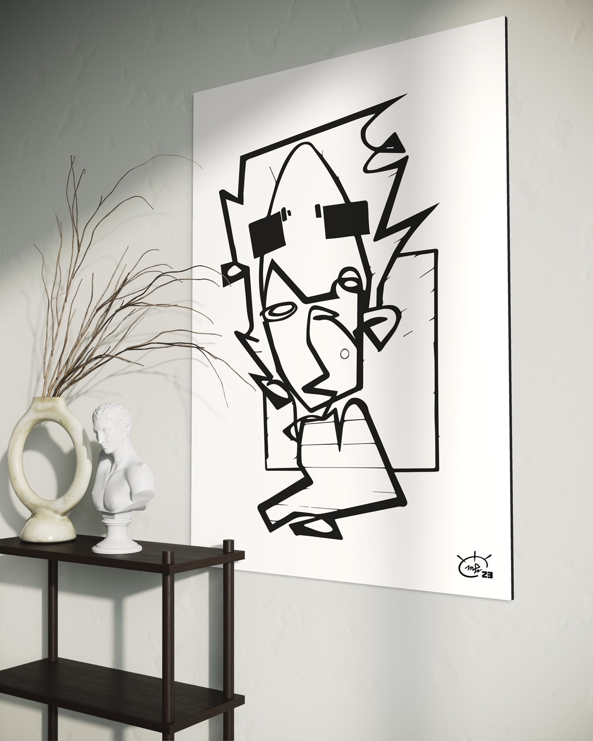 THE HITCHHIKER | One line drawing modern stylized art poster