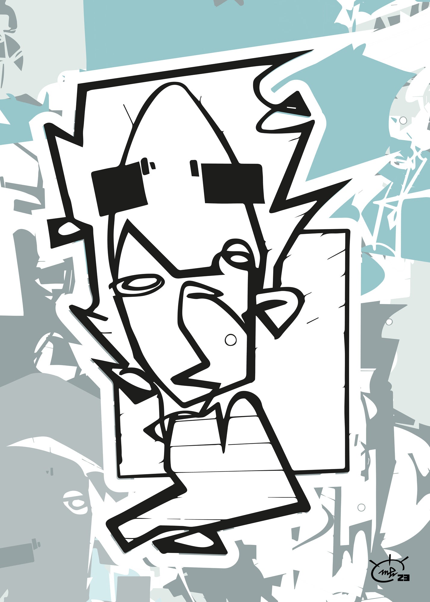 THE HITCHHIKER | One line drawing modern stylized art poster