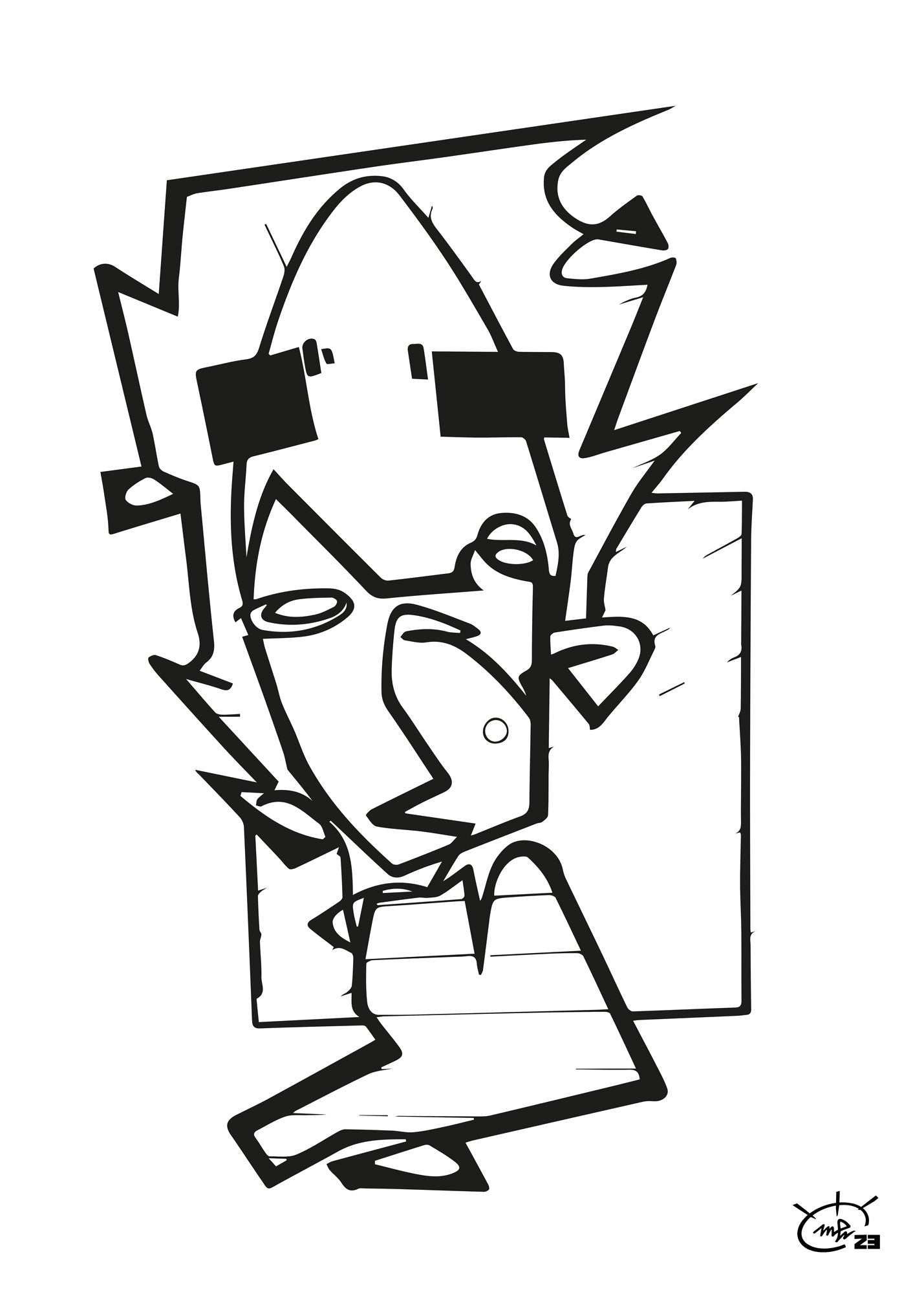 THE HITCHHIKER | One line drawing modern stylized art poster