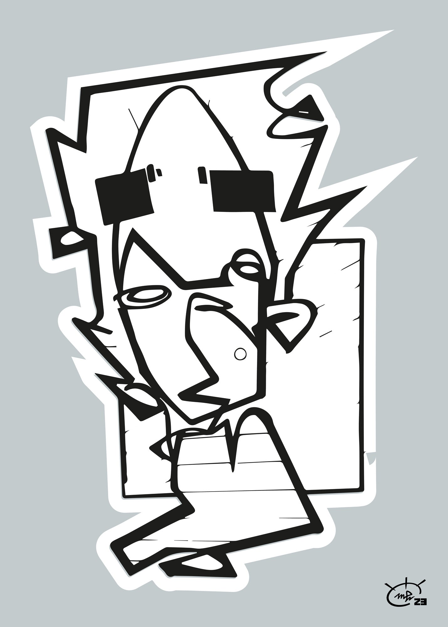 THE HITCHHIKER | One line drawing modern stylized art poster