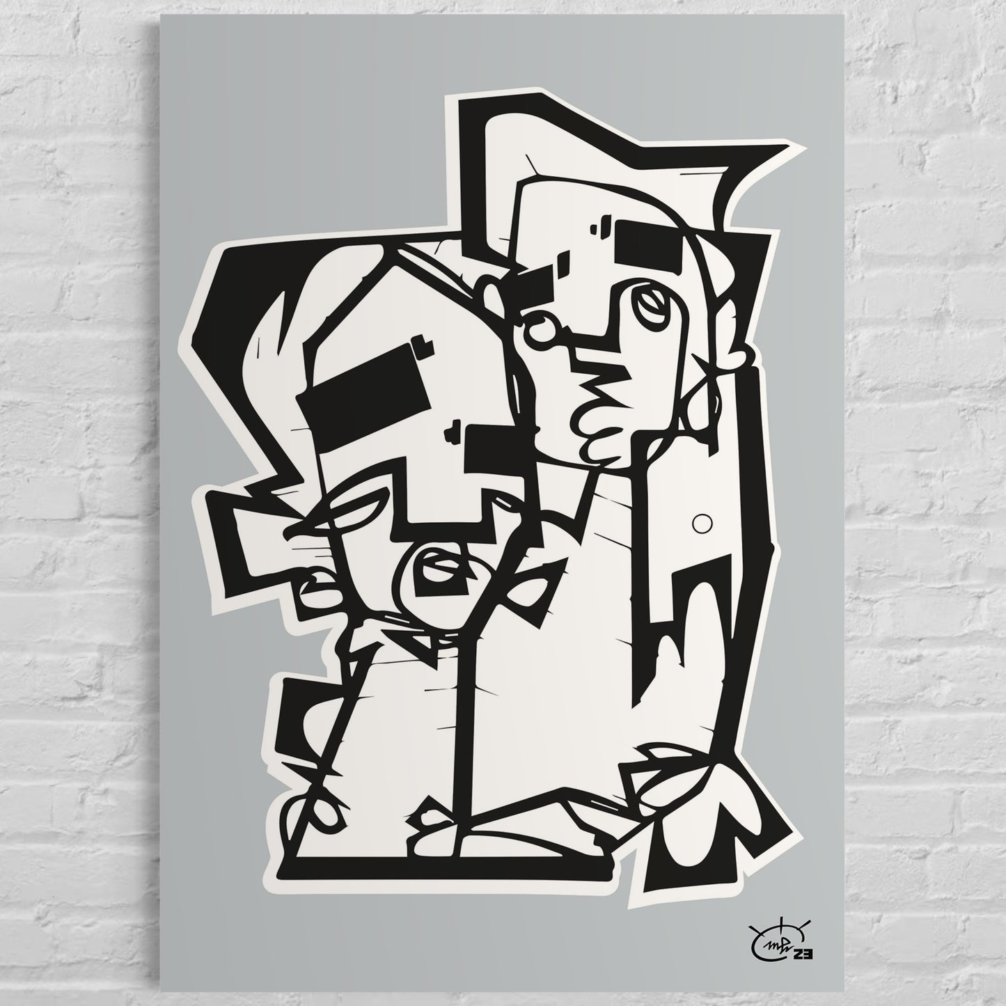 THE HUG | Continuous line drawing modern cubism art poster