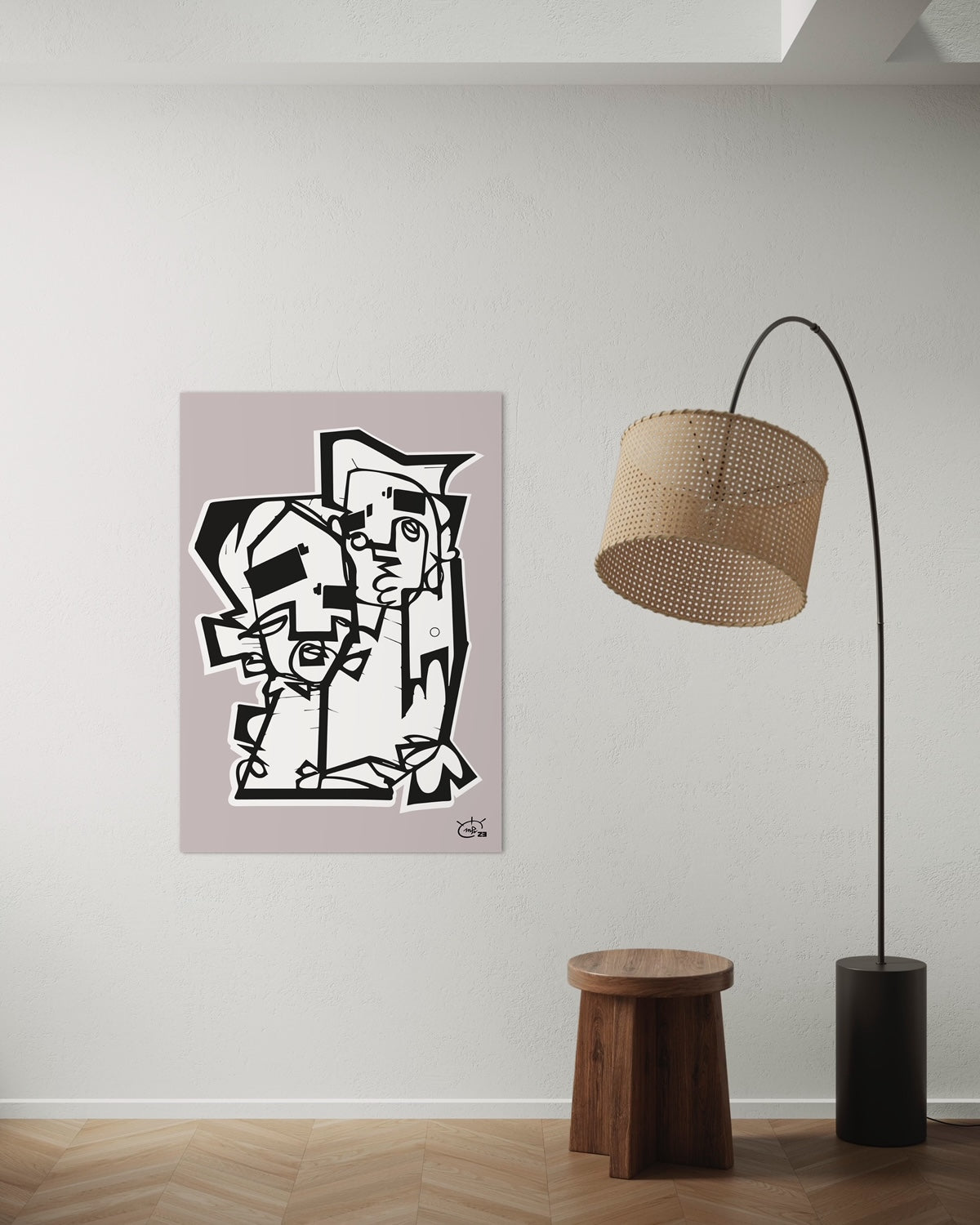 THE HUG | Continuous line drawing modern cubism art poster