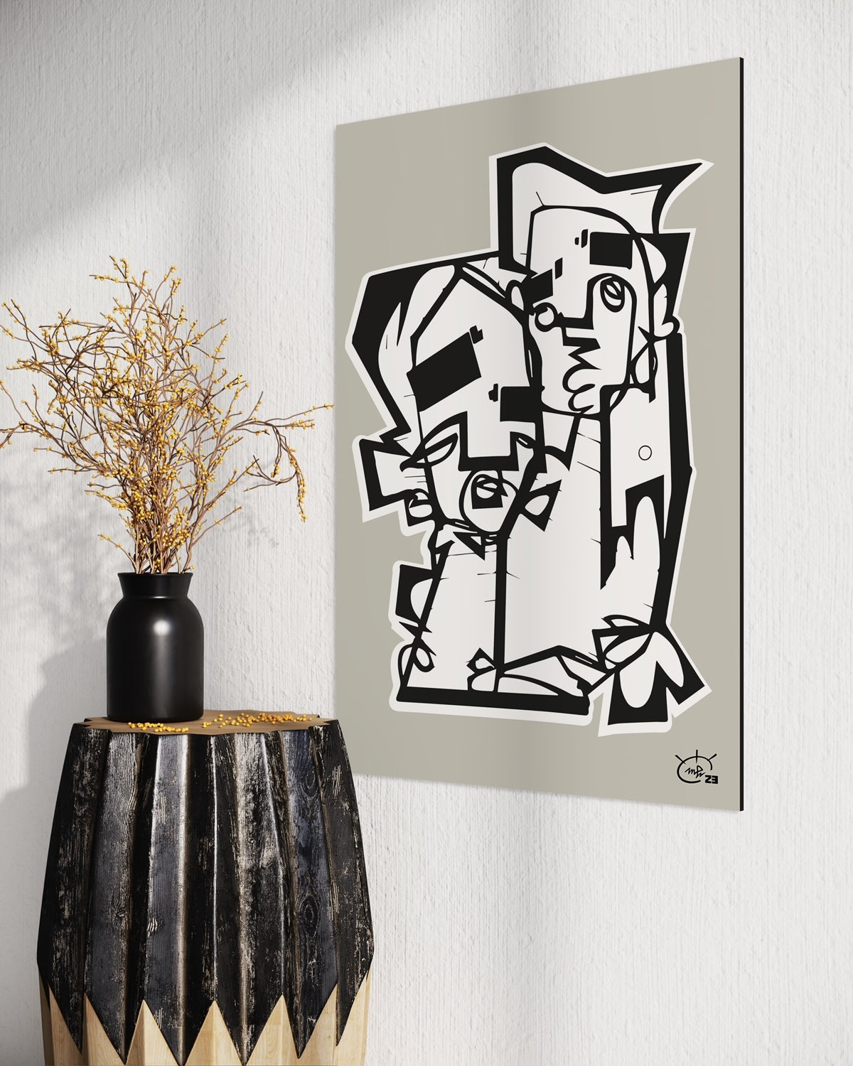 THE HUG | Continuous line drawing modern cubism art poster