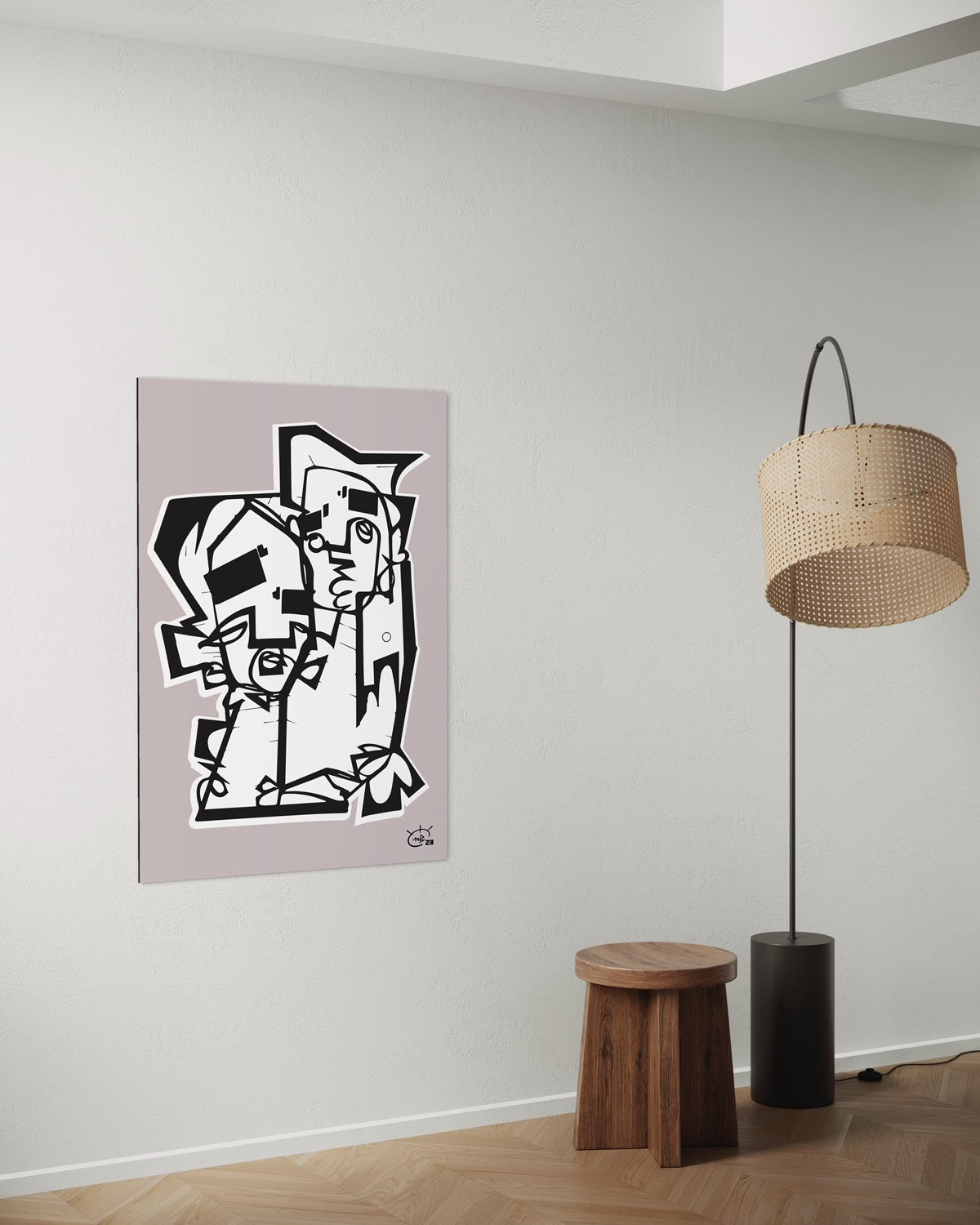 THE HUG | Continuous line drawing modern cubism art poster