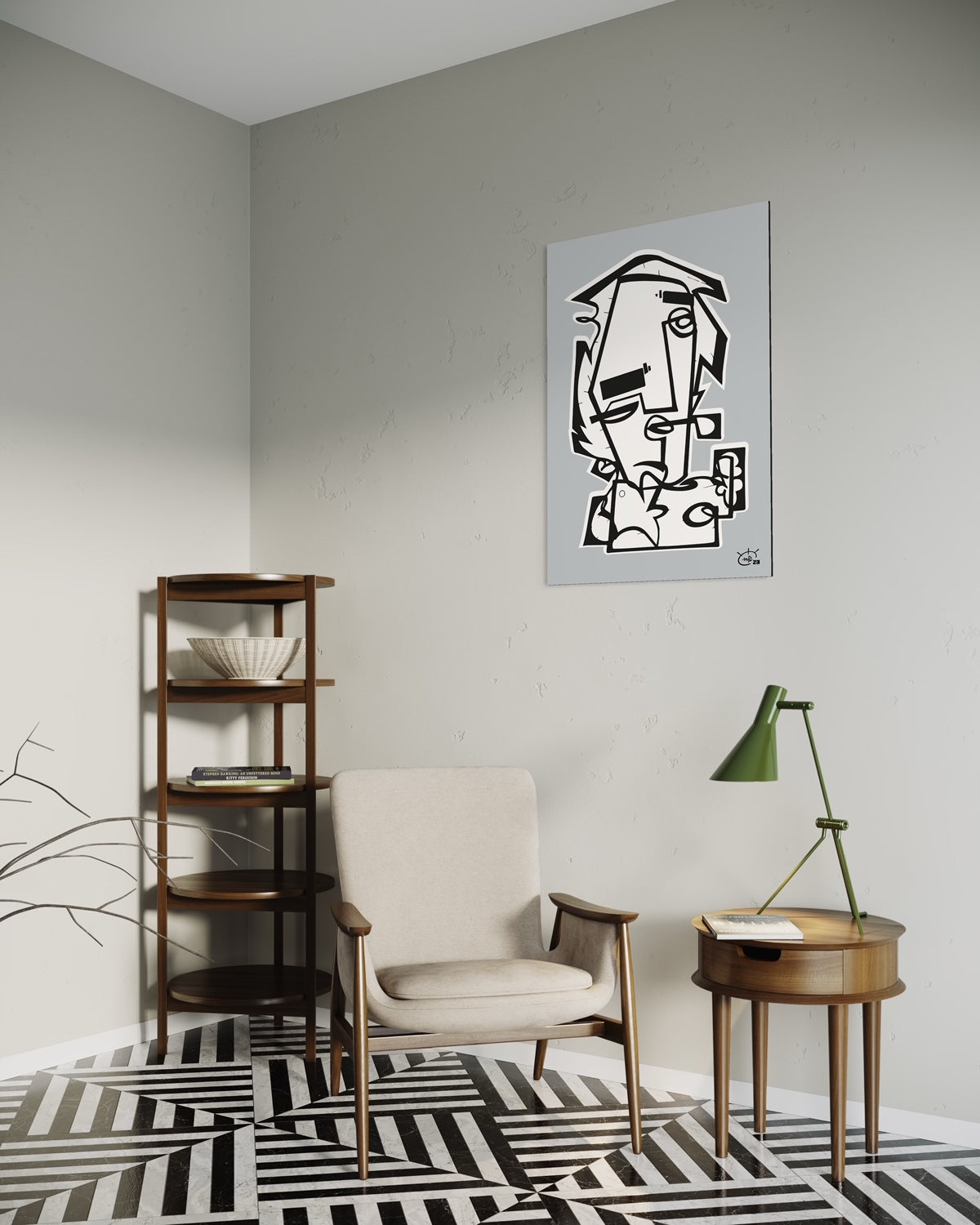THE PIPE | Contemporary stylized cubism art poster