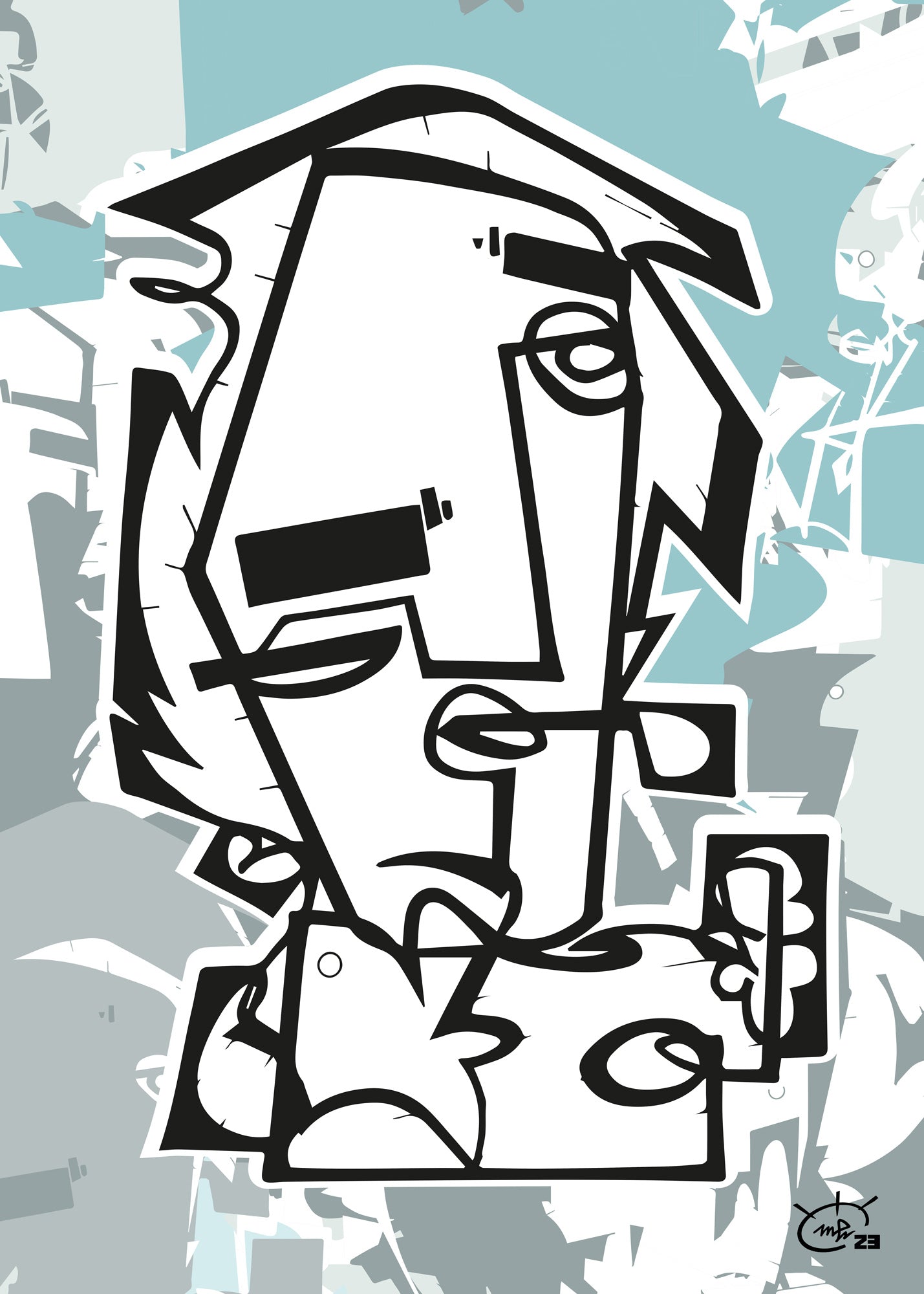 THE PIPE | Contemporary stylized cubism art poster