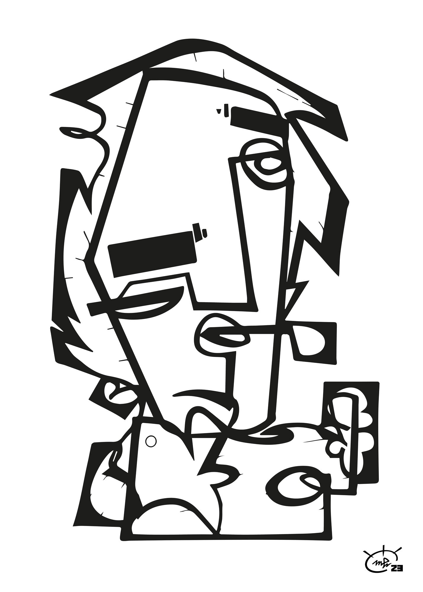 THE PIPE | Contemporary stylized cubism art poster