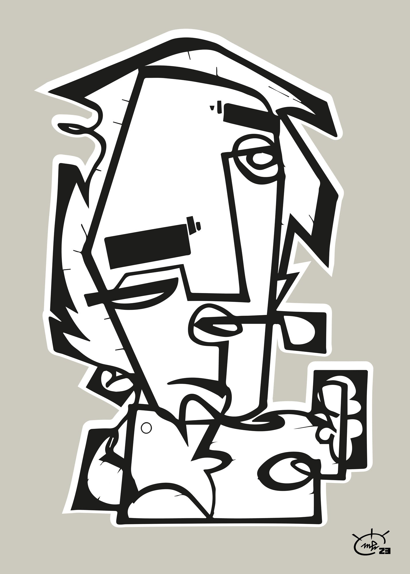 THE PIPE | Contemporary stylized cubism art poster