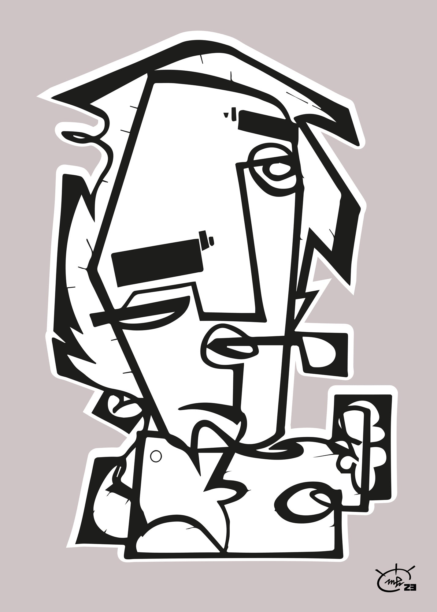 THE PIPE | Contemporary stylized cubism art poster