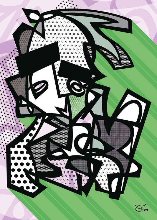 TIM IDO abstract artwork in calming green and purple by Markus Haertel. Perfect for a fresh, modern touch in your home or office.