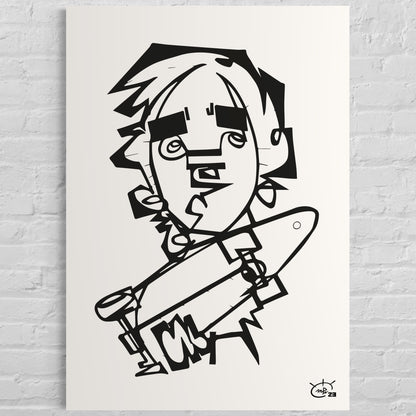 TONY HAWK JR | Continuous line drawing street art poster