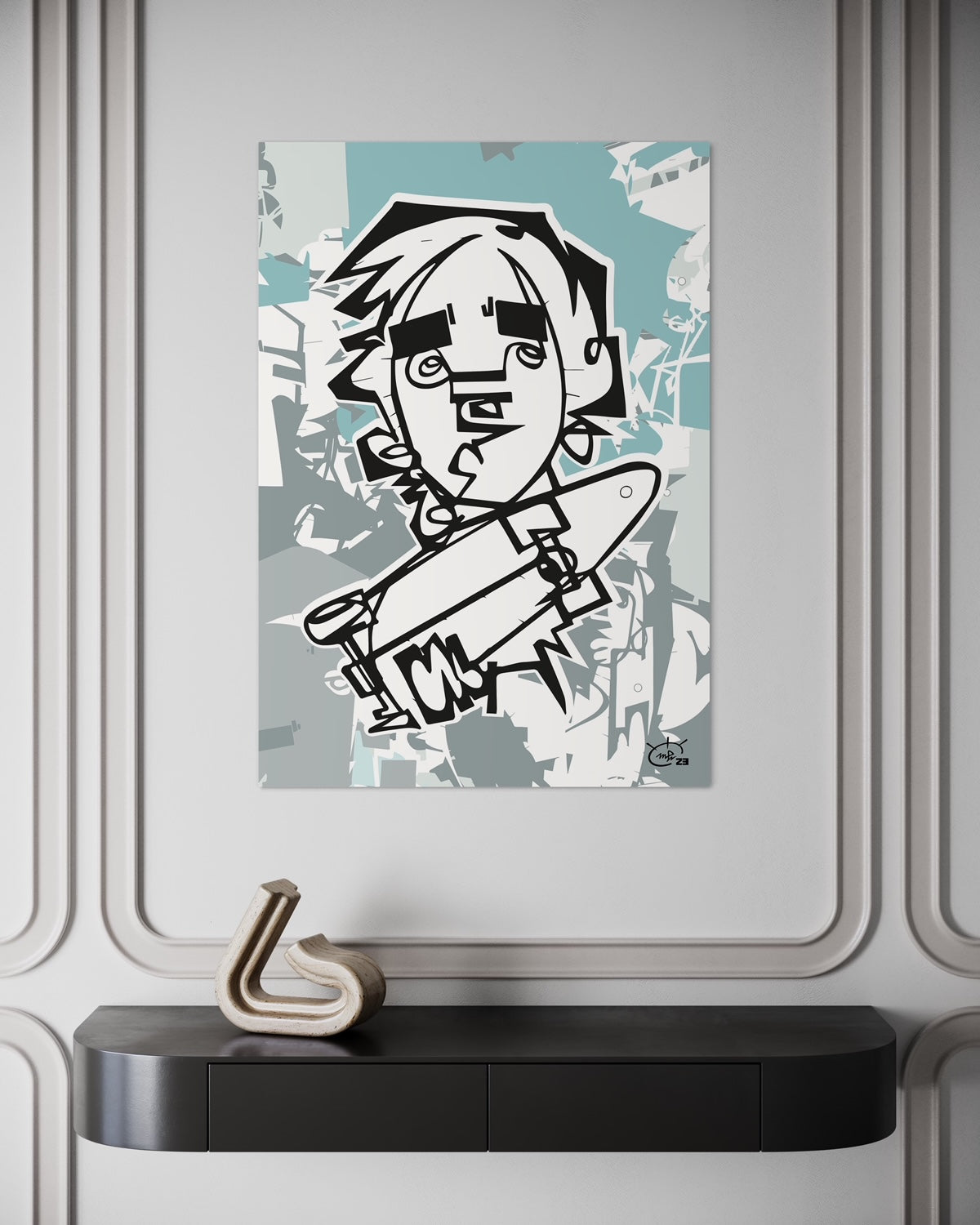 TONY HAWK JR | Continuous line drawing street art poster