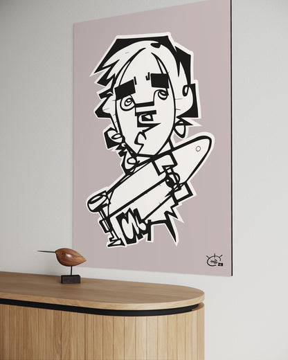TONY HAWK JR | Continuous line drawing street art poster
