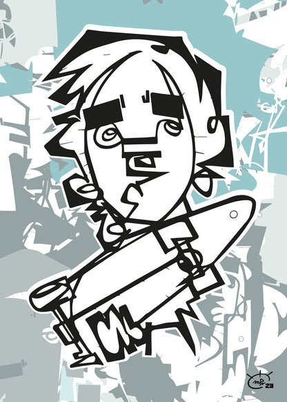 TONY HAWK JR | Continuous line drawing street art poster