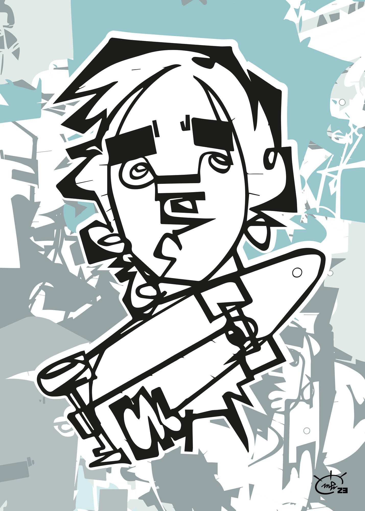 TONY HAWK JR | Line painting street canvas art print
