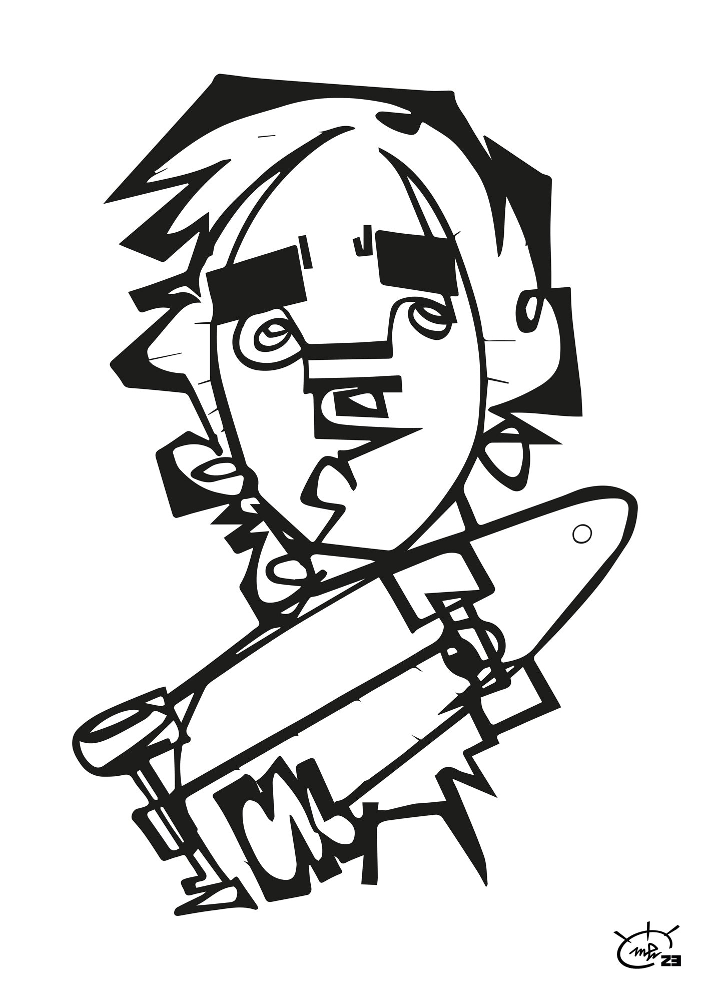 TONY HAWK JR | Continuous line drawing street art poster