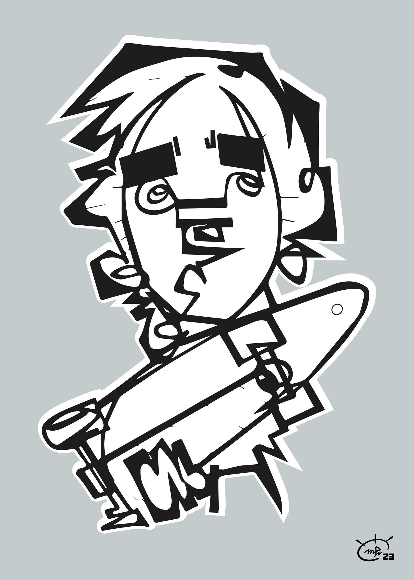 TONY HAWK JR | Line painting street canvas art print