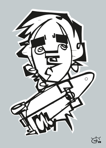 TONY HAWK JR | Continuous line drawing street art poster