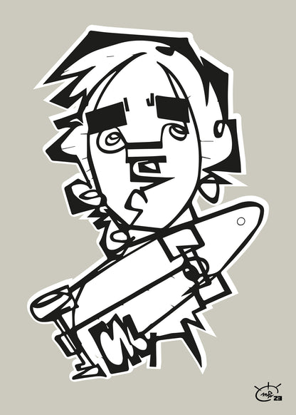 TONY HAWK JR | Continuous line drawing street art poster