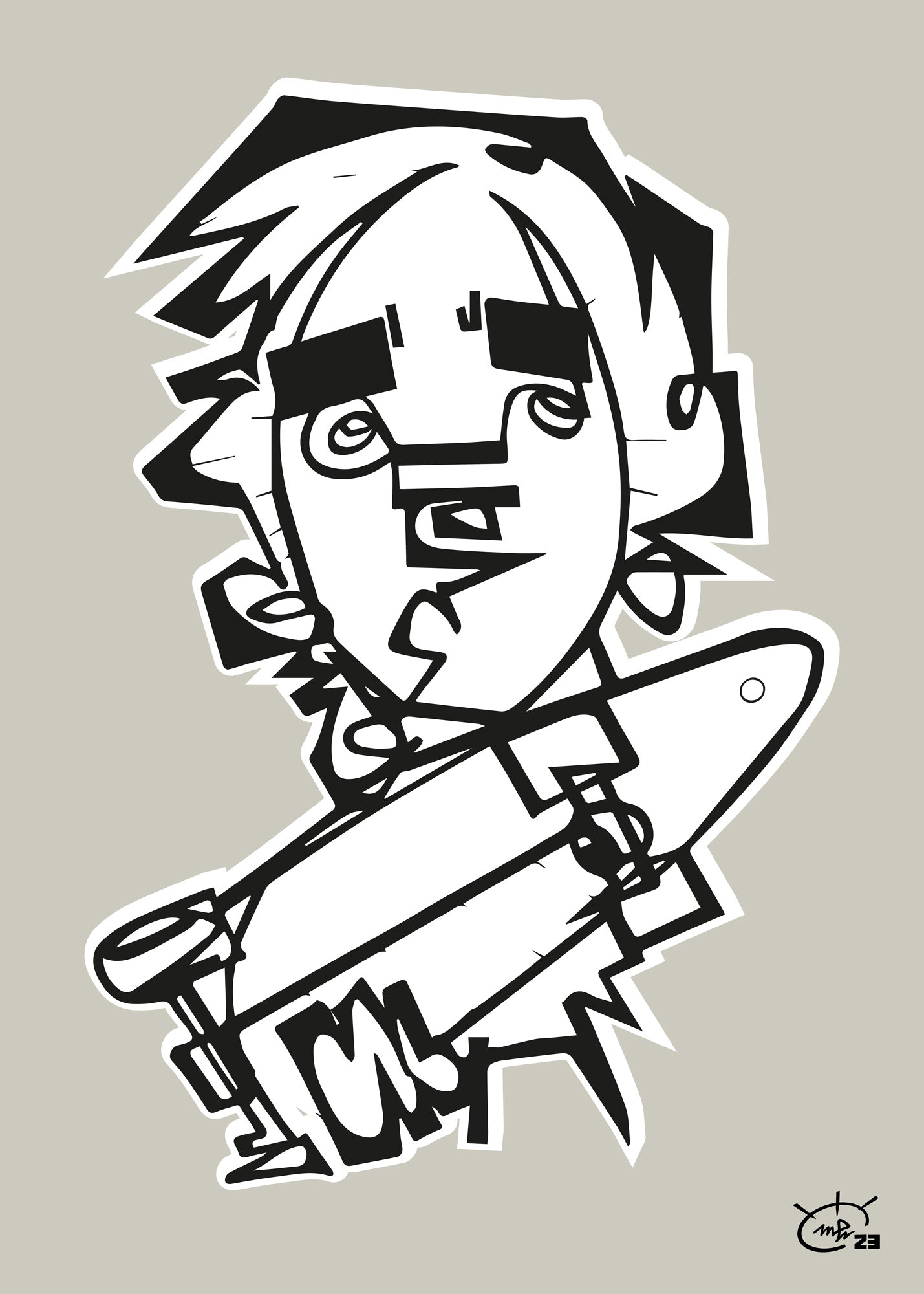 TONY HAWK JR | Line painting street canvas art print