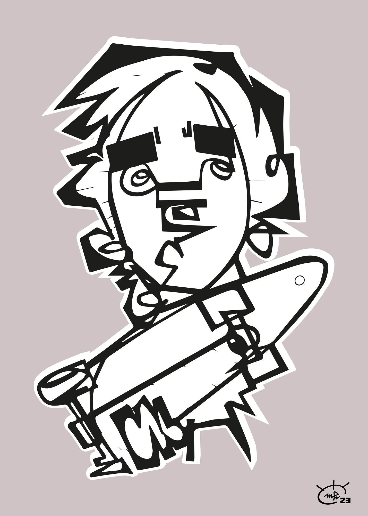 TONY HAWK JR | Line painting street canvas art print