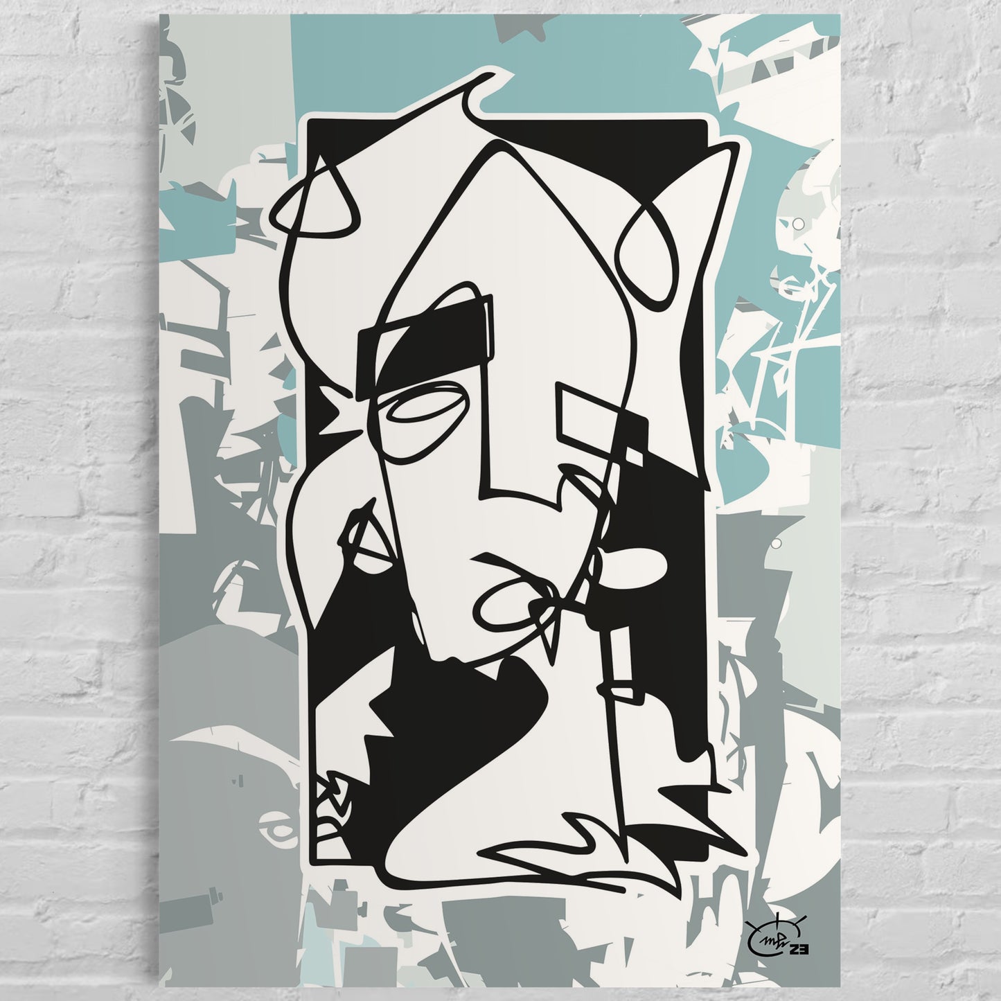 WHO AM I | Continuous line abstract art poster