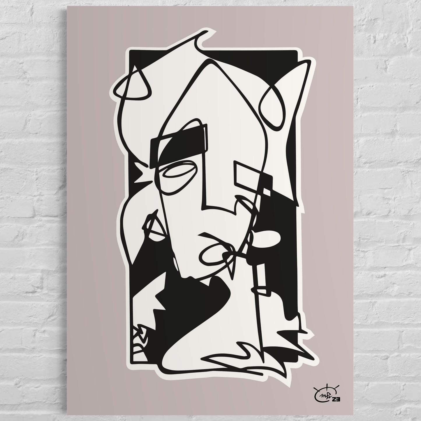 WHO AM I | Continuous line abstract art poster
