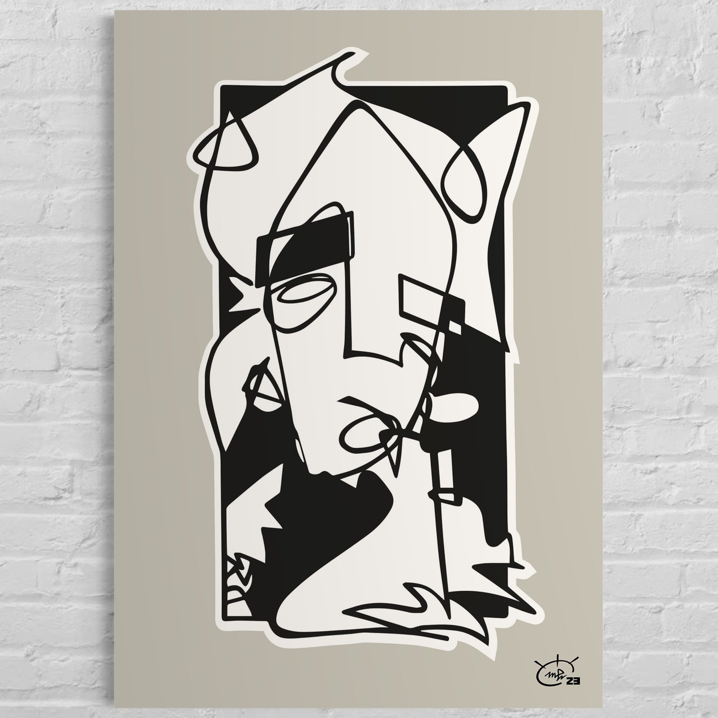 WHO AM I | Continuous line abstract art poster