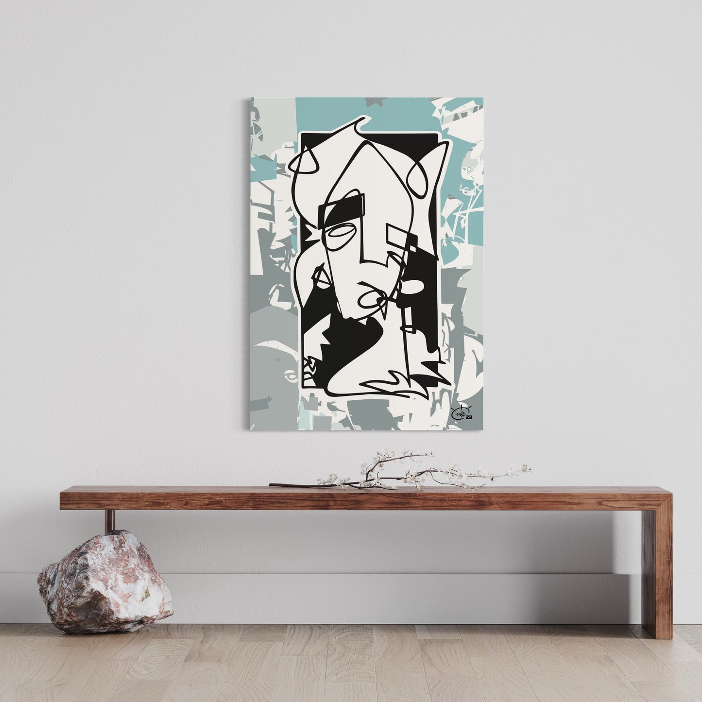 WHO AM I | Continuous line abstract art poster