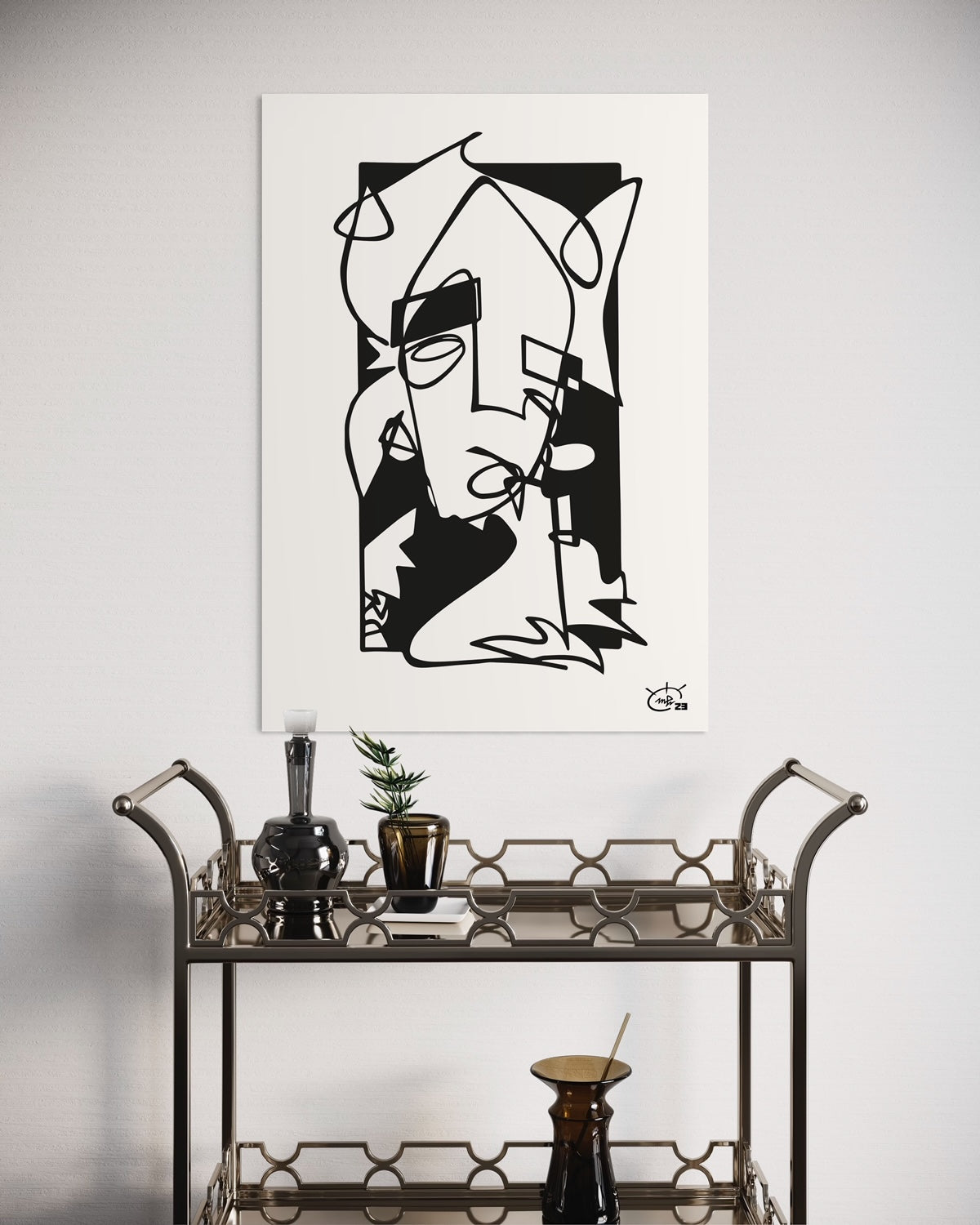 WHO AM I | Continuous line abstract art poster