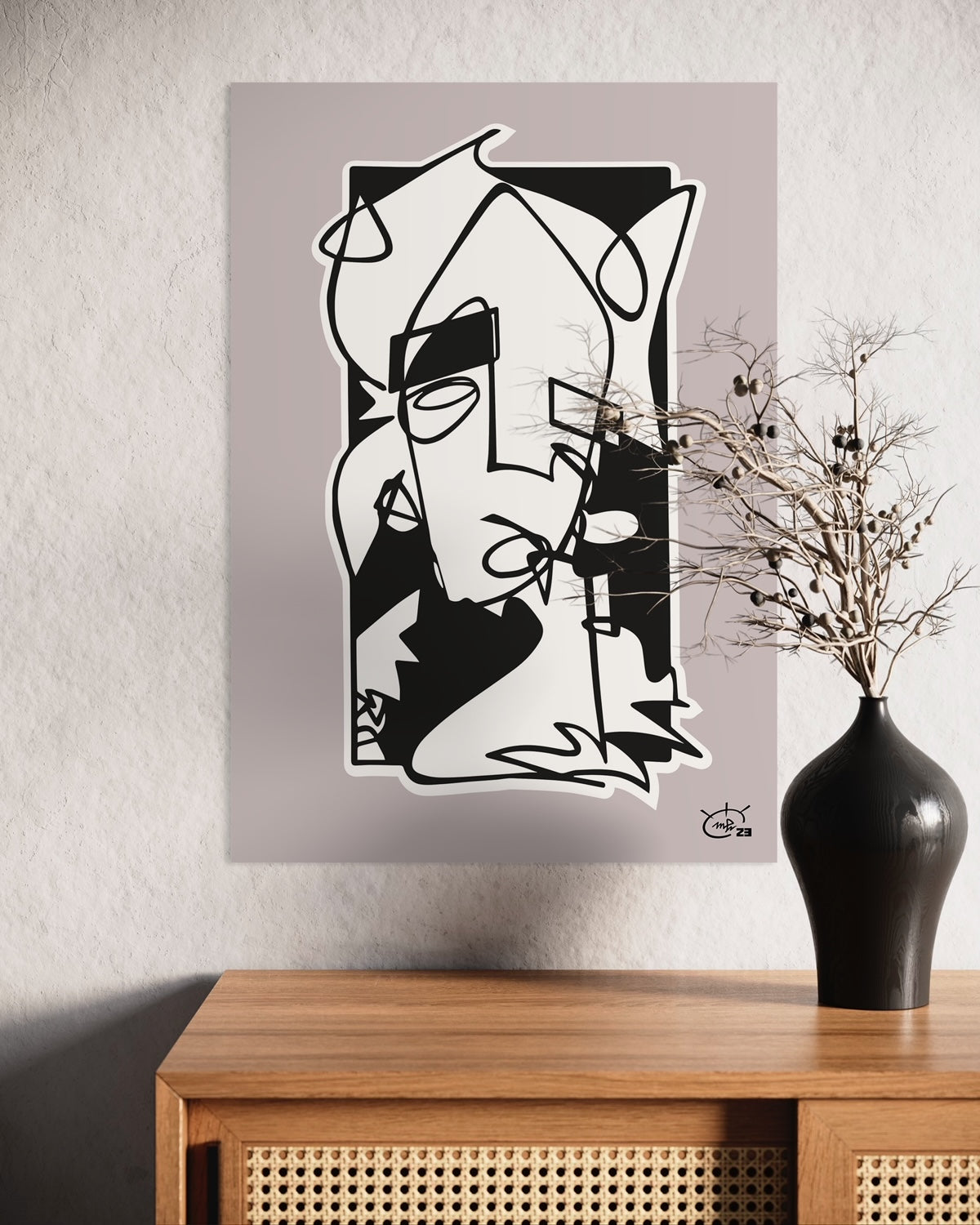 WHO AM I | Continuous line abstract art poster