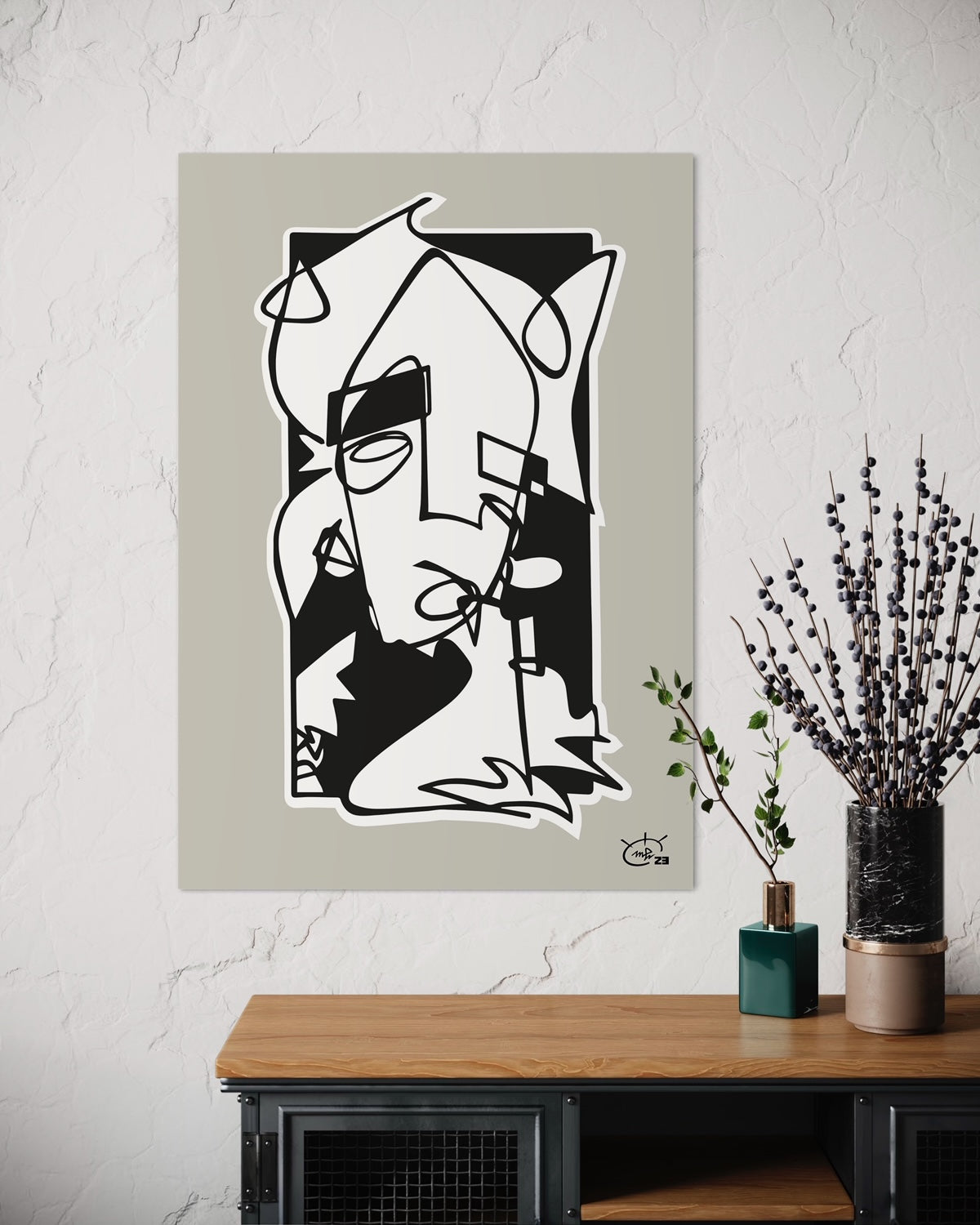 WHO AM I | Continuous line abstract art poster